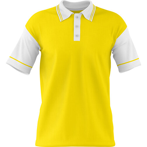 Poloshirt Individuell Gestaltbar , gelb / weiss, 200gsm Poly / Cotton Pique, XS, 60,00cm x 40,00cm (Höhe x Breite), Bild 1