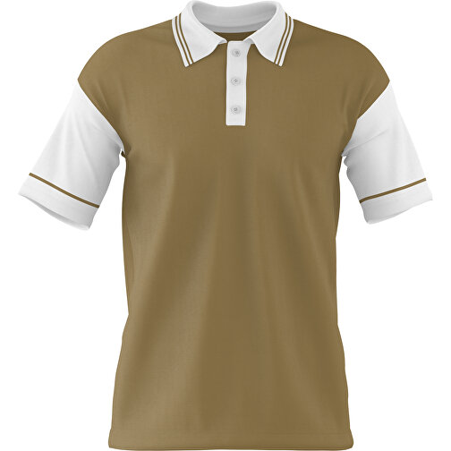 Poloshirt Individuell Gestaltbar , gold / weiss, 200gsm Poly / Cotton Pique, XL, 76,00cm x 59,00cm (Höhe x Breite), Bild 1