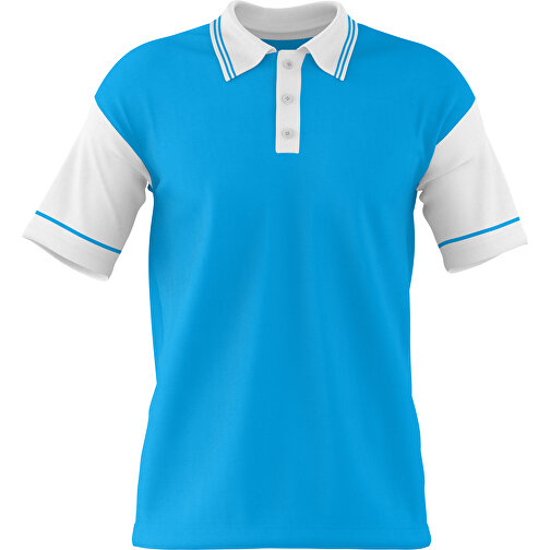 Poloshirt Individuell Gestaltbar , himmelblau / weiss, 200gsm Poly / Cotton Pique, XL, 76,00cm x 59,00cm (Höhe x Breite), Bild 1