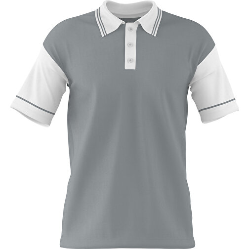 Poloshirt Individuell Gestaltbar , silber / weiß, 200gsm Poly / Cotton Pique, S, 65,00cm x 45,00cm (Höhe x Breite), Bild 1