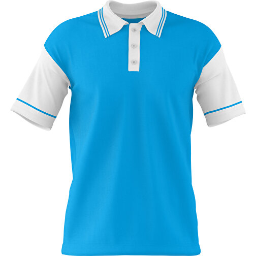 Poloshirt Individuell Gestaltbar , himmelblau / weiss, 200gsm Poly / Cotton Pique, S, 65,00cm x 45,00cm (Höhe x Breite), Bild 1