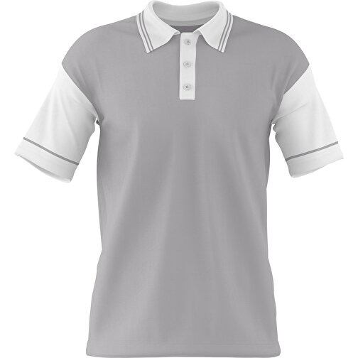Poloshirt Individuell Gestaltbar , hellgrau / weiss, 200gsm Poly / Cotton Pique, M, 70,00cm x 49,00cm (Höhe x Breite), Bild 1
