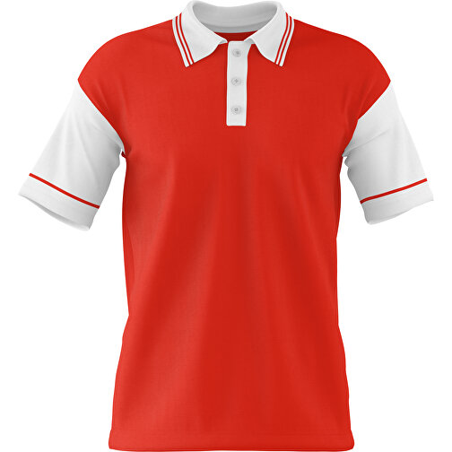 Poloshirt Individuell Gestaltbar , rot / weiss, 200gsm Poly / Cotton Pique, M, 70,00cm x 49,00cm (Höhe x Breite), Bild 1