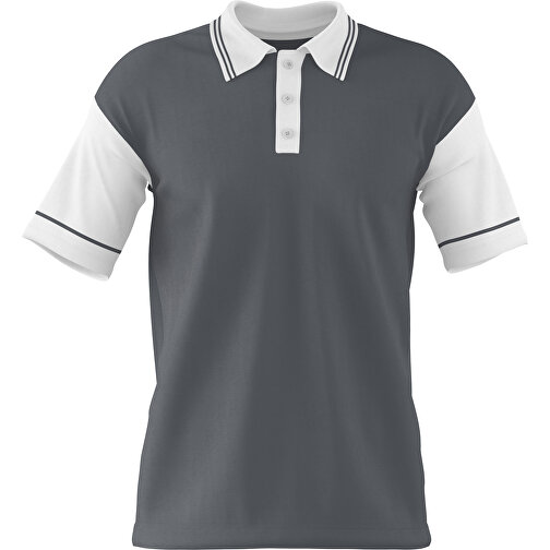 Poloshirt Individuell Gestaltbar , dunkelgrau / weiss, 200gsm Poly / Cotton Pique, 3XL, 81,00cm x 66,00cm (Höhe x Breite), Bild 1