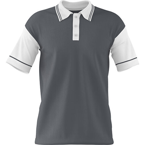 Poloshirt Individuell Gestaltbar , dunkelgrau / weiss, 200gsm Poly / Cotton Pique, 2XL, 79,00cm x 63,00cm (Höhe x Breite), Bild 1