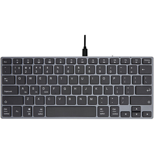 Hybrid Bluetooth Tastatur – QWERTY , schwarz, Aluminium, ABS Kunststoff, 28,20cm x 1,50cm x 11,60cm (Länge x Höhe x Breite), Bild 3