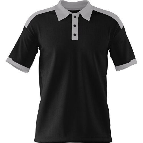 Poloshirt Individuell Gestaltbar , schwarz / hellgrau, 200gsm Poly / Cotton Pique, XS, 60,00cm x 40,00cm (Höhe x Breite), Bild 1