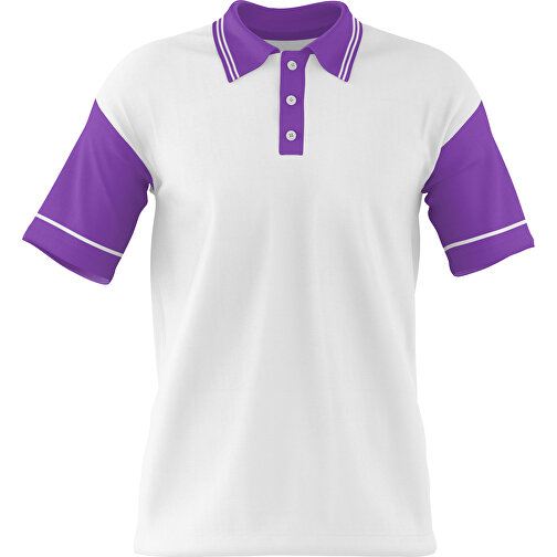 Poloshirt Individuell Gestaltbar , weiß / lavendellila, 200gsm Poly / Cotton Pique, XS, 60,00cm x 40,00cm (Höhe x Breite), Bild 1