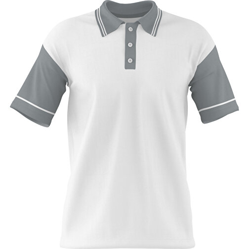 Poloshirt Individuell Gestaltbar , weiss / silber, 200gsm Poly / Cotton Pique, XL, 76,00cm x 59,00cm (Höhe x Breite), Bild 1