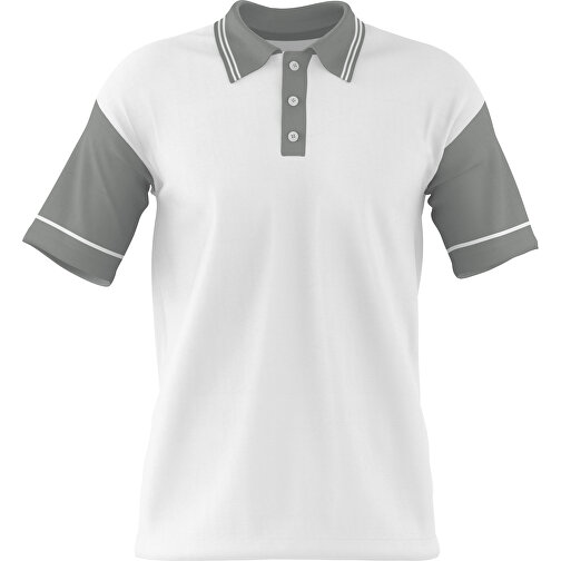 Poloshirt Individuell Gestaltbar , weiss / grau, 200gsm Poly / Cotton Pique, XL, 76,00cm x 59,00cm (Höhe x Breite), Bild 1