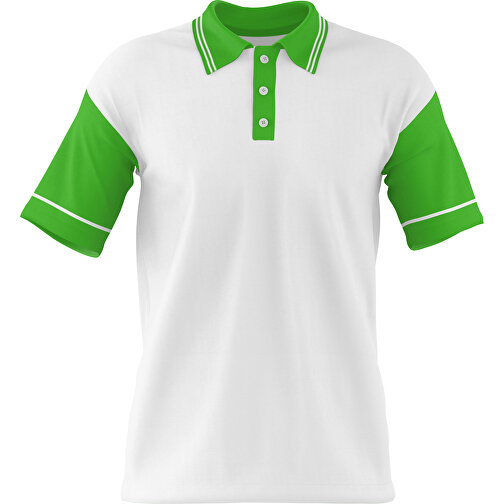 Poloshirt Individuell Gestaltbar , weiss / grasgrün, 200gsm Poly / Cotton Pique, S, 65,00cm x 45,00cm (Höhe x Breite), Bild 1