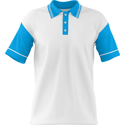 Poloshirt Individuell Gestaltbar , weiß / himmelblau, 200gsm Poly / Cotton Pique, S, 65,00cm x 45,00cm (Höhe x Breite), Bild 1