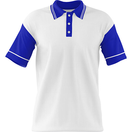 Poloshirt Individuell Gestaltbar , weiss / blau, 200gsm Poly / Cotton Pique, S, 65,00cm x 45,00cm (Höhe x Breite), Bild 1