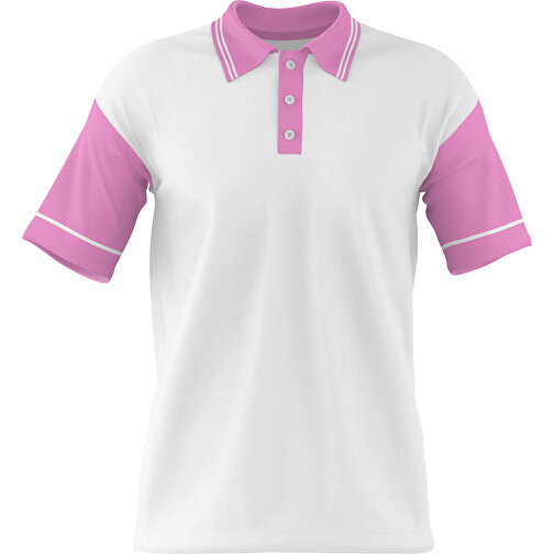 Poloshirt Individuell Gestaltbar , weiß / rosa, 200gsm Poly / Cotton Pique, S, 65,00cm x 45,00cm (Höhe x Breite), Bild 1