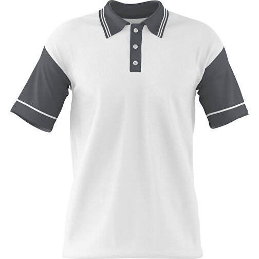Poloshirt Individuell Gestaltbar , weiss / dunkelgrau, 200gsm Poly / Cotton Pique, M, 70,00cm x 49,00cm (Höhe x Breite), Bild 1
