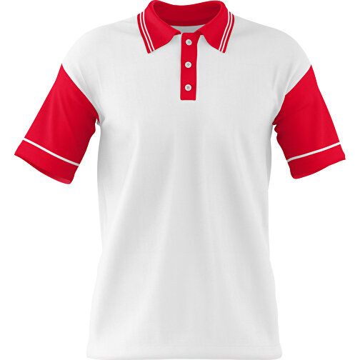Poloshirt Individuell Gestaltbar , weiß / ampelrot, 200gsm Poly / Cotton Pique, M, 70,00cm x 49,00cm (Höhe x Breite), Bild 1