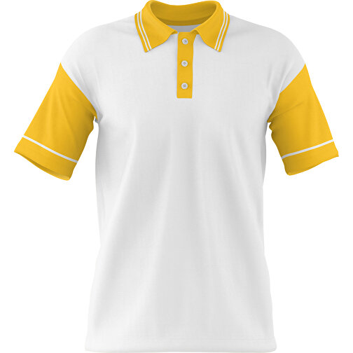 Poloshirt Individuell Gestaltbar , weiss / sonnengelb, 200gsm Poly / Cotton Pique, M, 70,00cm x 49,00cm (Höhe x Breite), Bild 1