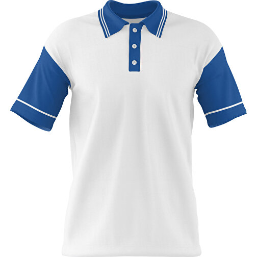 Poloshirt Individuell Gestaltbar , weiss / dunkelblau, 200gsm Poly / Cotton Pique, L, 73,50cm x 54,00cm (Höhe x Breite), Bild 1