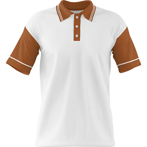 Poloshirt Individuell Gestaltbar , weiß / braun, 200gsm Poly / Cotton Pique, L, 73,50cm x 54,00cm (Höhe x Breite), Bild 1