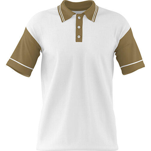 Poloshirt Individuell Gestaltbar , weiß / gold, 200gsm Poly / Cotton Pique, 2XL, 79,00cm x 63,00cm (Höhe x Breite), Bild 1
