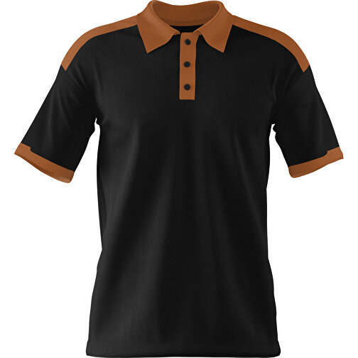Poloshirt Individuell Gestaltbar , schwarz / braun, 200gsm Poly / Cotton Pique, XS, 60,00cm x 40,00cm (Höhe x Breite), Bild 1