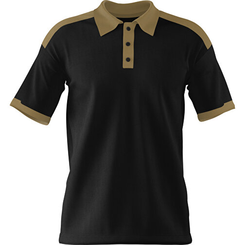 Poloshirt Individuell Gestaltbar , schwarz / gold, 200gsm Poly / Cotton Pique, XL, 76,00cm x 59,00cm (Höhe x Breite), Bild 1