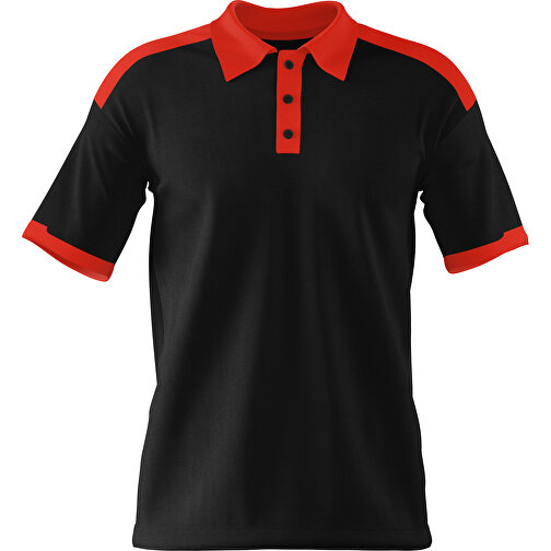 Poloshirt Individuell Gestaltbar , schwarz / rot, 200gsm Poly / Cotton Pique, XL, 76,00cm x 59,00cm (Höhe x Breite), Bild 1