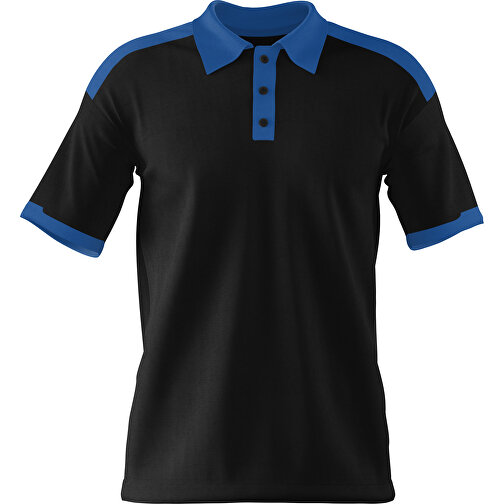 Poloshirt Individuell Gestaltbar , schwarz / dunkelblau, 200gsm Poly / Cotton Pique, S, 65,00cm x 45,00cm (Höhe x Breite), Bild 1
