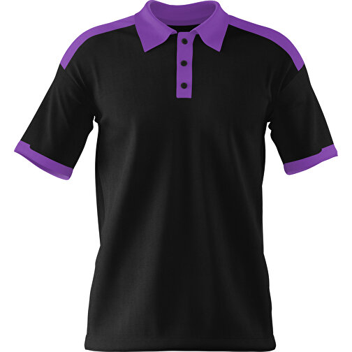 Poloshirt Individuell Gestaltbar , schwarz / lavendellila, 200gsm Poly / Cotton Pique, S, 65,00cm x 45,00cm (Höhe x Breite), Bild 1