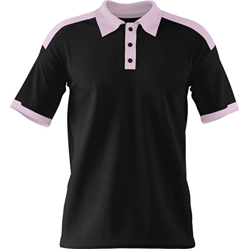 Poloshirt Individuell Gestaltbar , schwarz / zartrosa, 200gsm Poly / Cotton Pique, M, 70,00cm x 49,00cm (Höhe x Breite), Bild 1