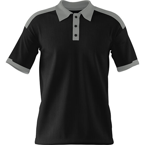 Poloshirt Individuell Gestaltbar , schwarz / grau, 200gsm Poly / Cotton Pique, M, 70,00cm x 49,00cm (Höhe x Breite), Bild 1