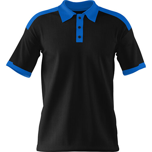 Poloshirt Individuell Gestaltbar , schwarz / kobaltblau, 200gsm Poly / Cotton Pique, M, 70,00cm x 49,00cm (Höhe x Breite), Bild 1