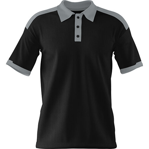 Poloshirt Individuell Gestaltbar , schwarz / silber, 200gsm Poly / Cotton Pique, 3XL, 81,00cm x 66,00cm (Höhe x Breite), Bild 1