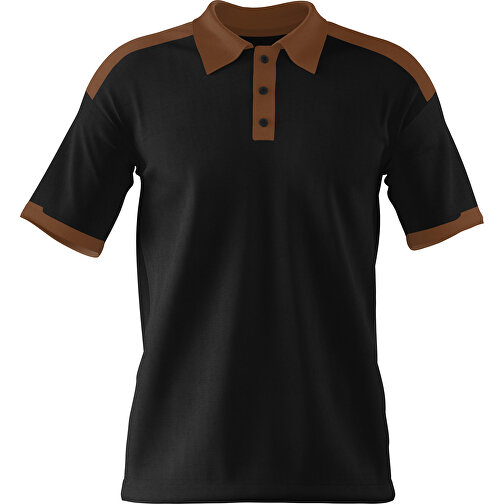 Poloshirt Individuell Gestaltbar , schwarz / dunkelbraun, 200gsm Poly / Cotton Pique, 3XL, 81,00cm x 66,00cm (Höhe x Breite), Bild 1