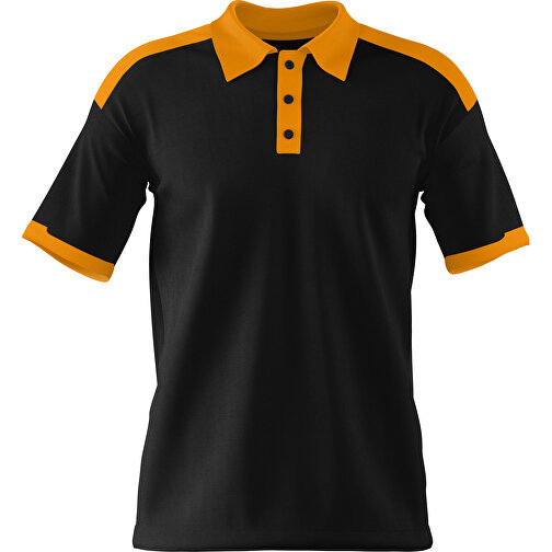 Poloshirt Individuell Gestaltbar , schwarz / kürbisorange, 200gsm Poly / Cotton Pique, 3XL, 81,00cm x 66,00cm (Höhe x Breite), Bild 1