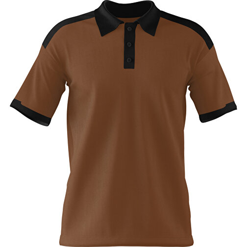 Poloshirt Individuell Gestaltbar , dunkelbraun / schwarz, 200gsm Poly / Cotton Pique, XS, 60,00cm x 40,00cm (Höhe x Breite), Bild 1