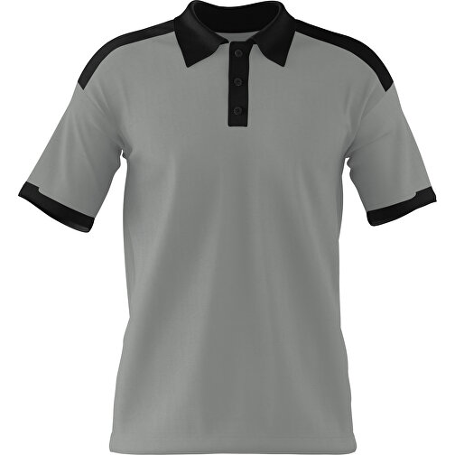 Poloshirt Individuell Gestaltbar , grau / schwarz, 200gsm Poly / Cotton Pique, XS, 60,00cm x 40,00cm (Höhe x Breite), Bild 1
