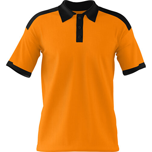 Poloshirt Individuell Gestaltbar , gelborange / schwarz, 200gsm Poly / Cotton Pique, XS, 60,00cm x 40,00cm (Höhe x Breite), Bild 1