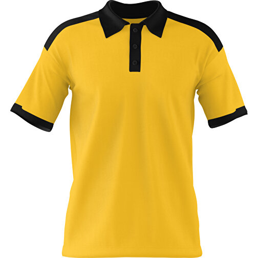 Poloshirt Individuell Gestaltbar , sonnengelb / schwarz, 200gsm Poly / Cotton Pique, XS, 60,00cm x 40,00cm (Höhe x Breite), Bild 1