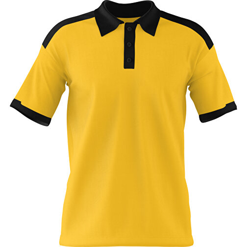 Poloshirt Individuell Gestaltbar , sonnengelb / schwarz, 200gsm Poly / Cotton Pique, XL, 76,00cm x 59,00cm (Höhe x Breite), Bild 1