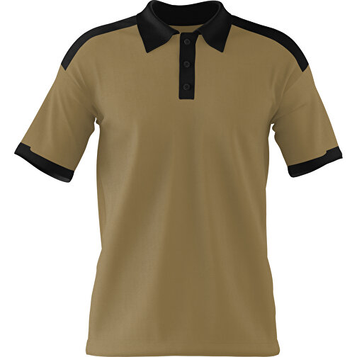 Poloshirt Individuell Gestaltbar , gold / schwarz, 200gsm Poly / Cotton Pique, S, 65,00cm x 45,00cm (Höhe x Breite), Bild 1