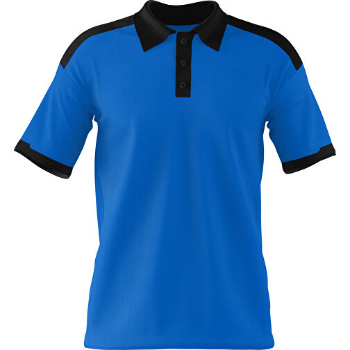 Poloshirt Individuell Gestaltbar , kobaltblau / schwarz, 200gsm Poly / Cotton Pique, M, 70,00cm x 49,00cm (Höhe x Breite), Bild 1