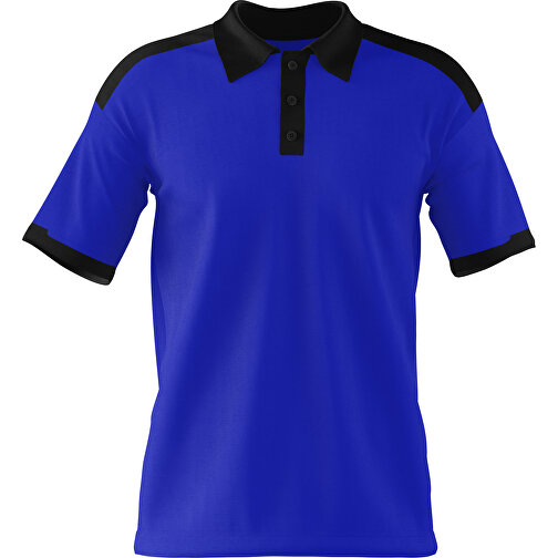 Poloshirt Individuell Gestaltbar , blau / schwarz, 200gsm Poly / Cotton Pique, M, 70,00cm x 49,00cm (Höhe x Breite), Bild 1