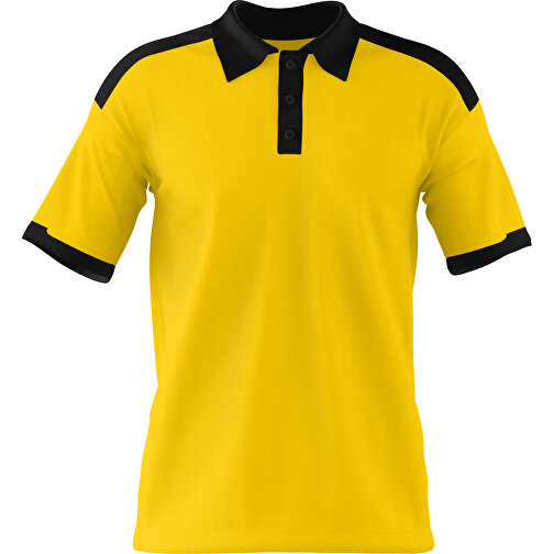Poloshirt Individuell Gestaltbar , goldgelb / schwarz, 200gsm Poly / Cotton Pique, 3XL, 81,00cm x 66,00cm (Höhe x Breite), Bild 1