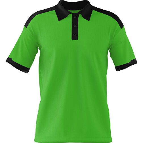 Poloshirt Individuell Gestaltbar , grasgrün / schwarz, 200gsm Poly / Cotton Pique, 2XL, 79,00cm x 63,00cm (Höhe x Breite), Bild 1