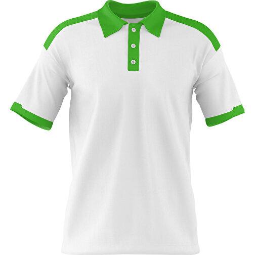 Poloshirt Individuell Gestaltbar , weiss / grasgrün, 200gsm Poly / Cotton Pique, 3XL, 81,00cm x 66,00cm (Höhe x Breite), Bild 1