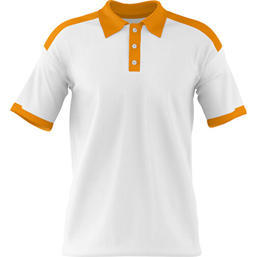 Poloshirt Individuell Gestaltbar , weiß / kürbisorange, 200gsm Poly / Cotton Pique, 3XL, 81,00cm x 66,00cm (Höhe x Breite), Bild 1