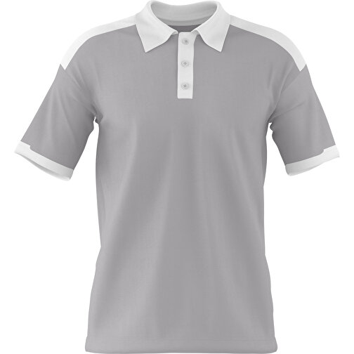Poloshirt Individuell Gestaltbar , hellgrau / weiß, 200gsm Poly / Cotton Pique, XS, 60,00cm x 40,00cm (Höhe x Breite), Bild 1