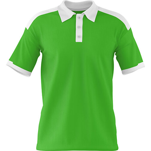 Poloshirt Individuell Gestaltbar , grasgrün / weiß, 200gsm Poly / Cotton Pique, XS, 60,00cm x 40,00cm (Höhe x Breite), Bild 1