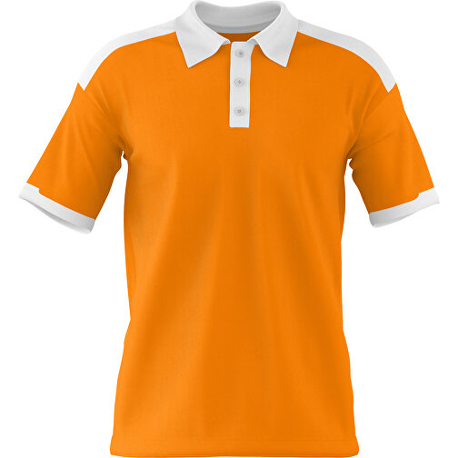 Poloshirt Individuell Gestaltbar , gelborange / weiß, 200gsm Poly / Cotton Pique, XS, 60,00cm x 40,00cm (Höhe x Breite), Bild 1